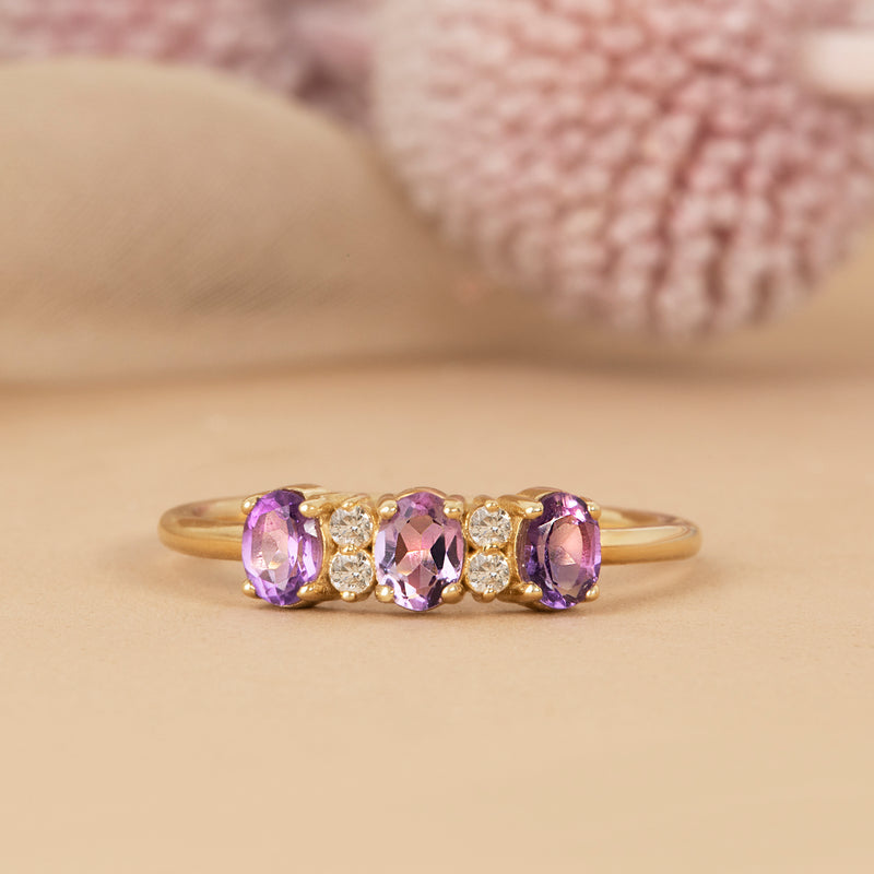 February Birthstone Ring with Diamonds