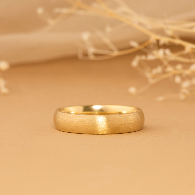 Brushed Gold Edge Wedding Band 4 mm