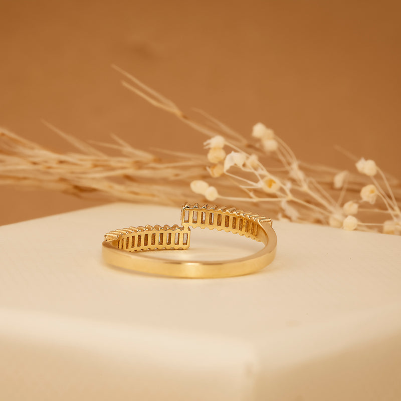 Gold and Baguette Diamond Wrap Around Ring