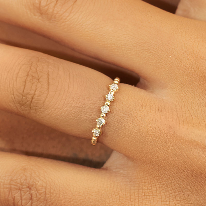 Dainty Diamond Beaded Ring