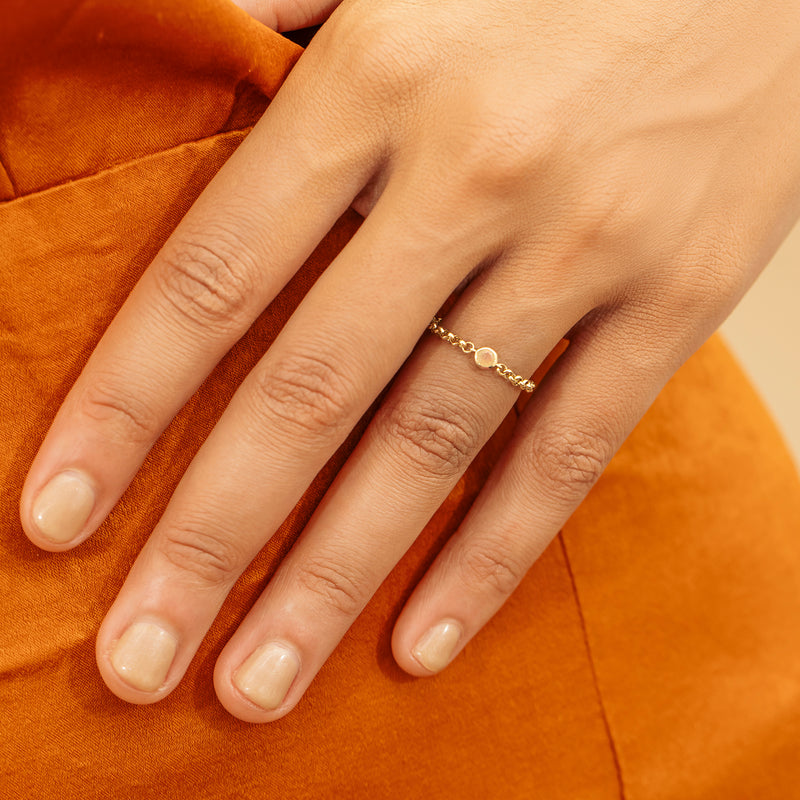 Handmade Minimalistic Opal Chain Ring