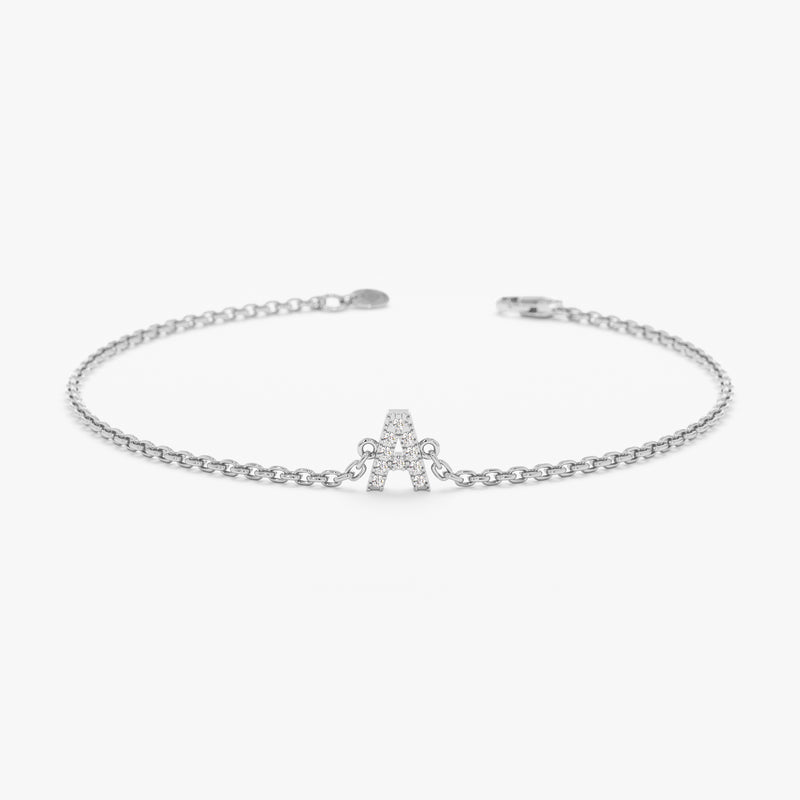 White Gold Diamond Initial Bracelet