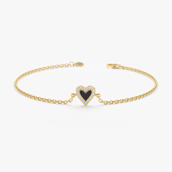Diamond Enamel Heart Bracelet