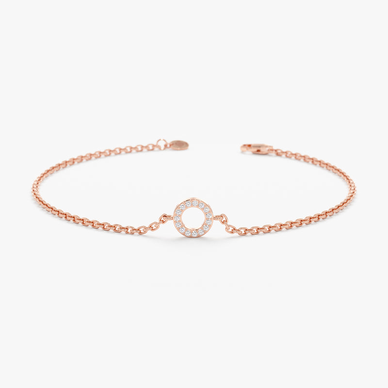 Rose Gold Small Diamond Circle Bracelet