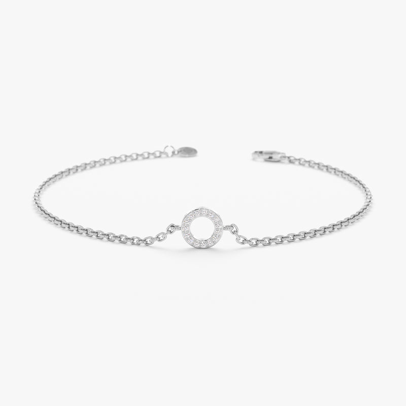 White Gold Small Diamond Circle Bracelet