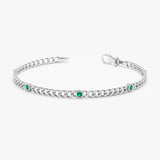 White Gold Emerald Miami Chain Bracelet