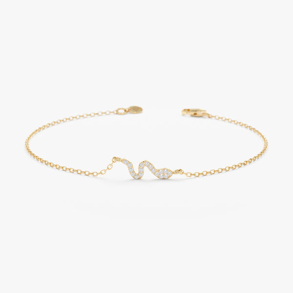 Diamond and Gold Tiny Snake Bracelet