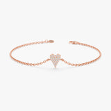 Rose Gold long Diamond Heart Bracelet