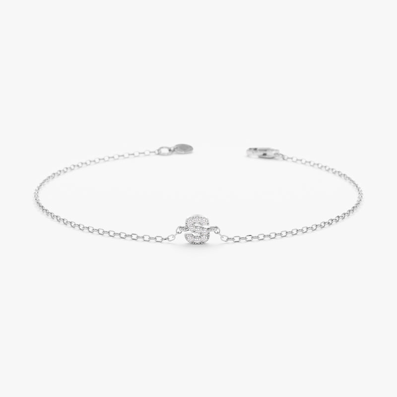 White Gold Mini Diamond Initial Bracelet