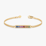 Rainbow Sapphire Cuban Chain Bracelet