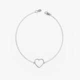 White Gold Open Heart Bracelet