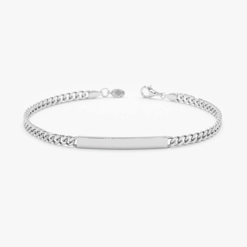 White Gold Cuban Chain Name Bracelet