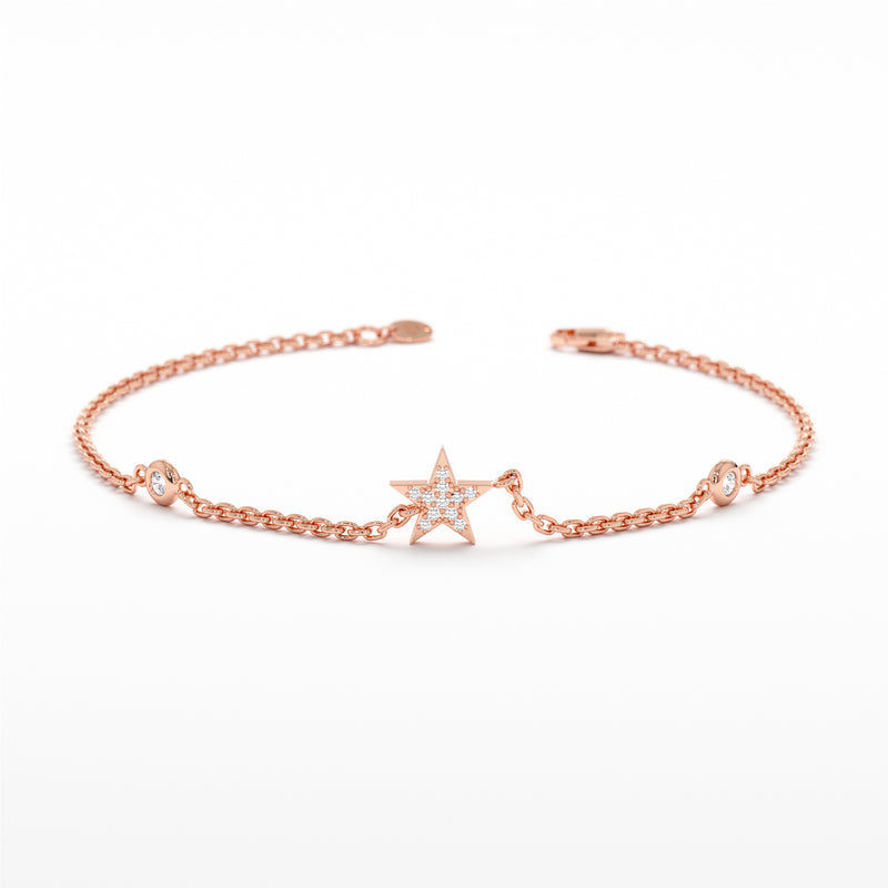 Rose Gold Diamond Star Bracelet 