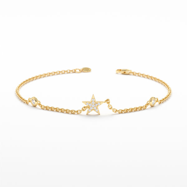 Solid Gold Diamond Star Bracelet