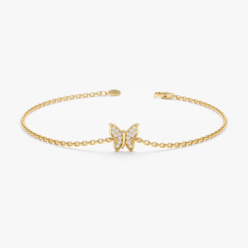 14K White Gold Butterfly Diamond Bracelet | David's House of Diamond