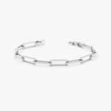 White Gold Paperclip Chain Bracelet