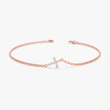 Rose Gold Diamond Cross Bracelet