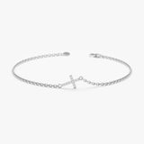 White Gold Diamond Cross Bracelet