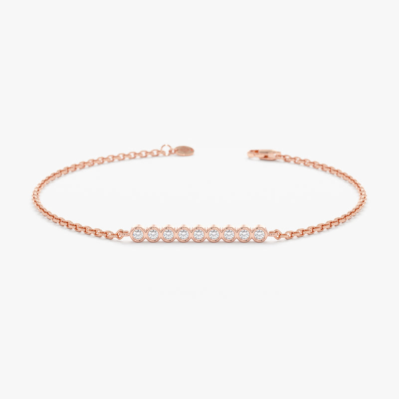 Rose Gold Bezel Diamond Bar Bracelet