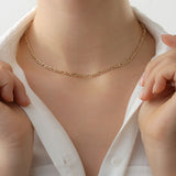 solid gold collar necklace in figaro chain link 