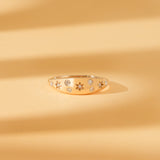 gold dome ring with natural diamonds