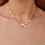 dainty gold charm hanger necklace in circle shape