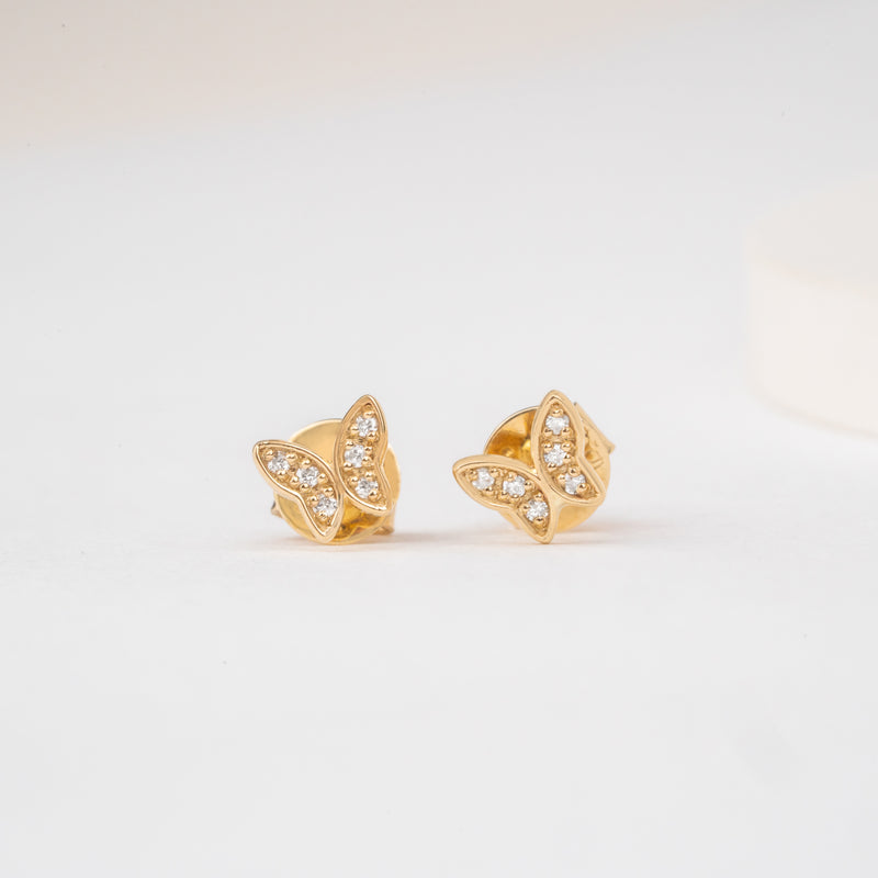 Diamond April Birthstone Butterfly Stud earrings 