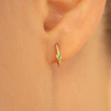 Minimalistic Handmade Peridot Huggies in solid gold