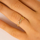 chain link ring in solid gold