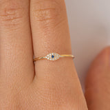 Minimalist Natural Diamond and Sapphire Ring