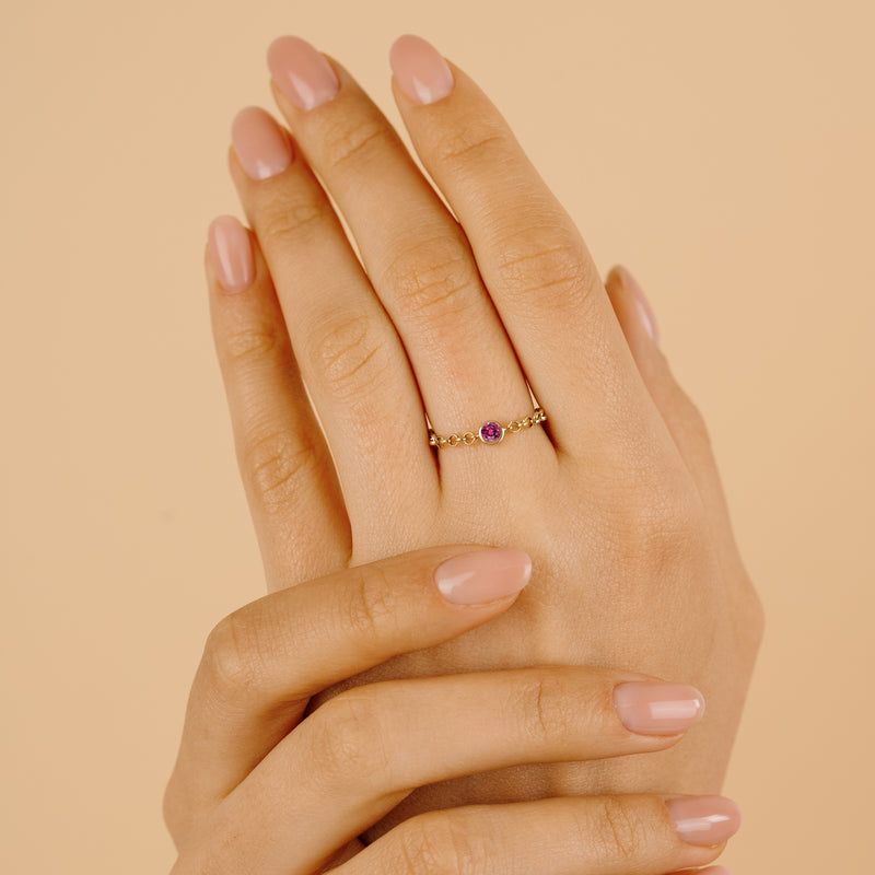 Handmade Pink Tourmaline Chain Ring