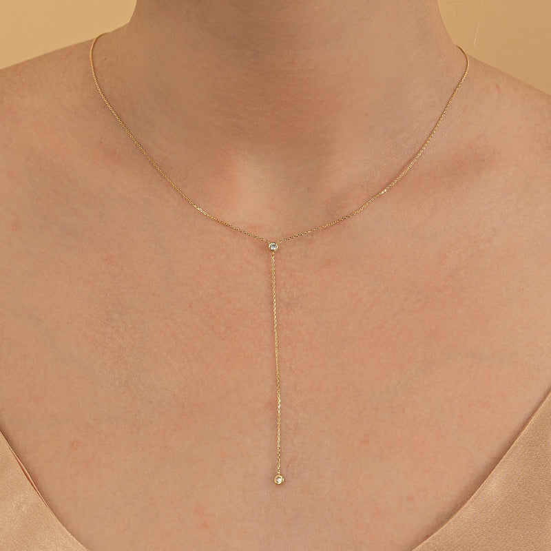 Classic Lariat Necklace with Diamonds