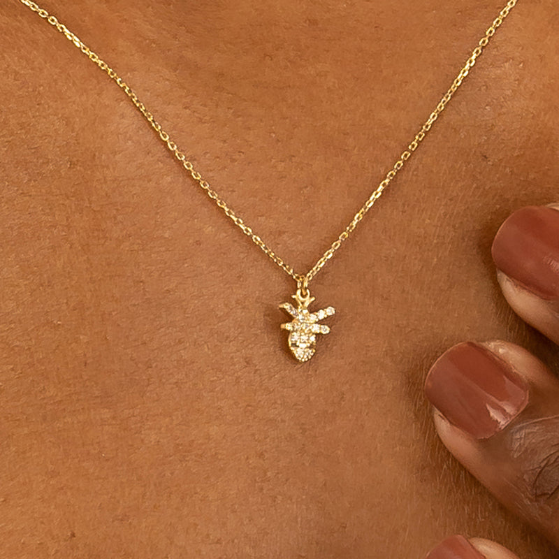 Handmade Mini Diamond Bee Necklace