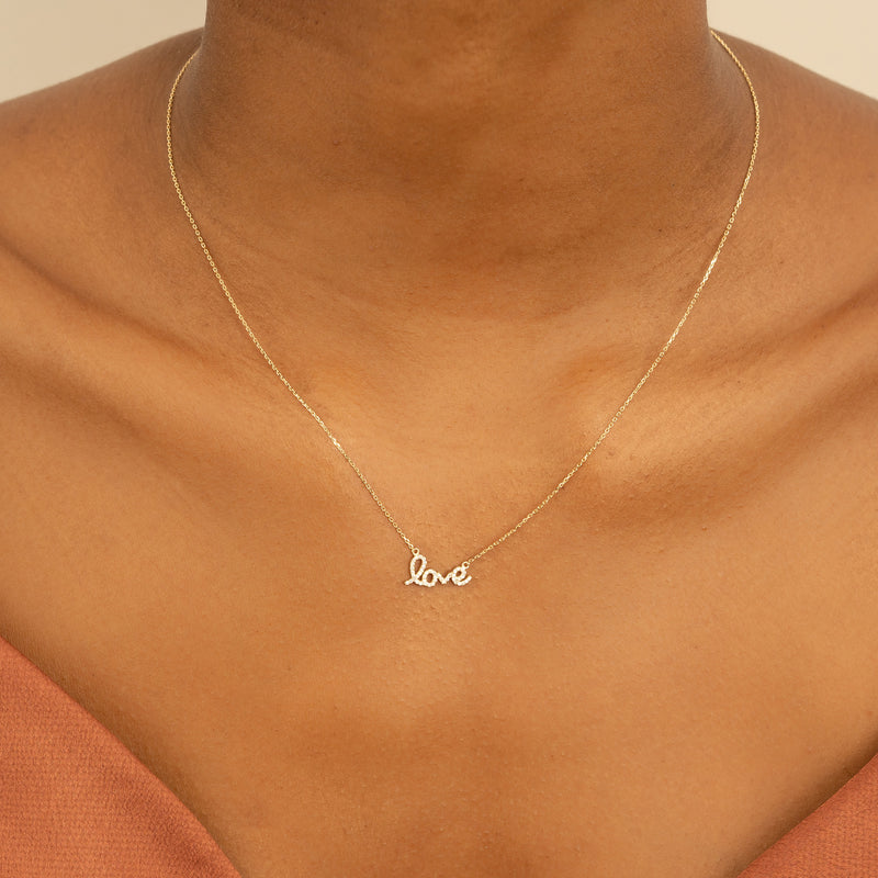 Pave Gold Love Necklace