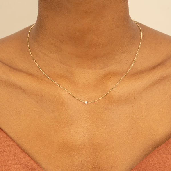 Single natural grey Diamond bead necklace