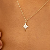 Starburst Necklace with single diamond in solid gold