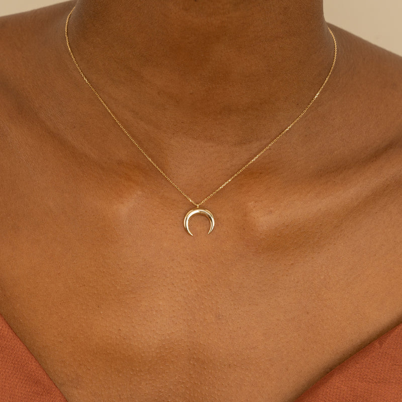 dainty solid Gold Crescent Necklace for her