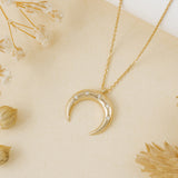 natural Diamond Stars Moon crescent pendant Necklace