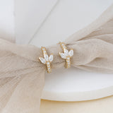 Three Marquise Diamonds Earring huggies in solid gold