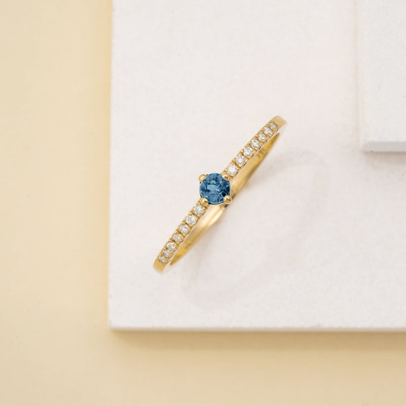 Minimalist Design Topaz and Diamond Stacking Ring