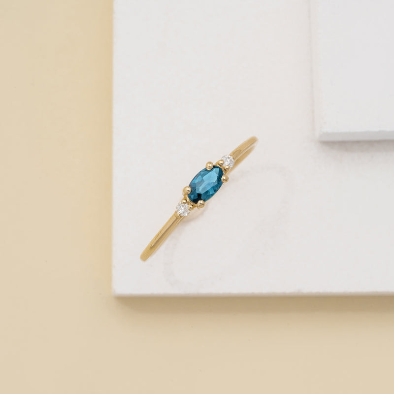 Solid Gold Blue Sapphire Ring