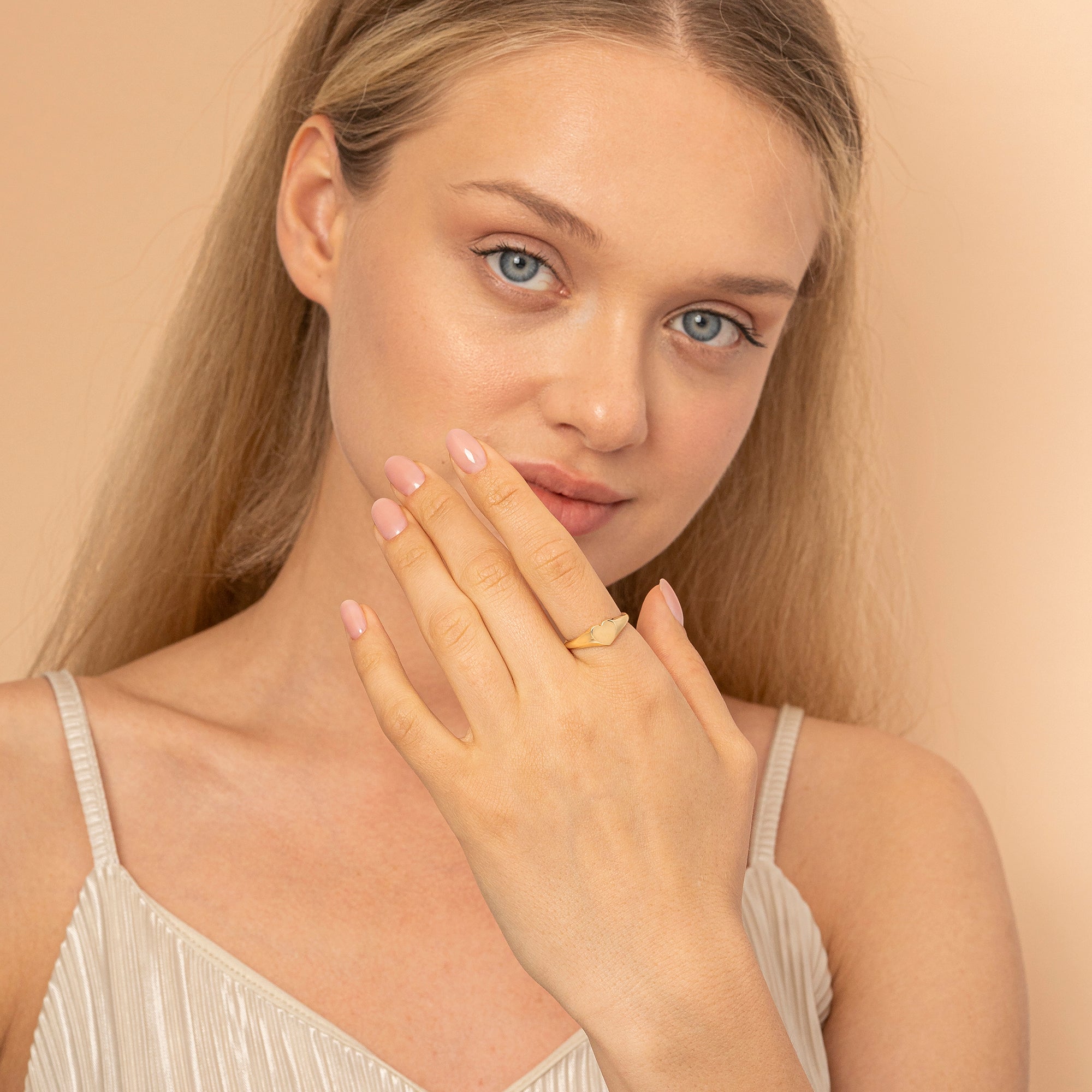 Plain Gold Handmade Heart Signet Ring