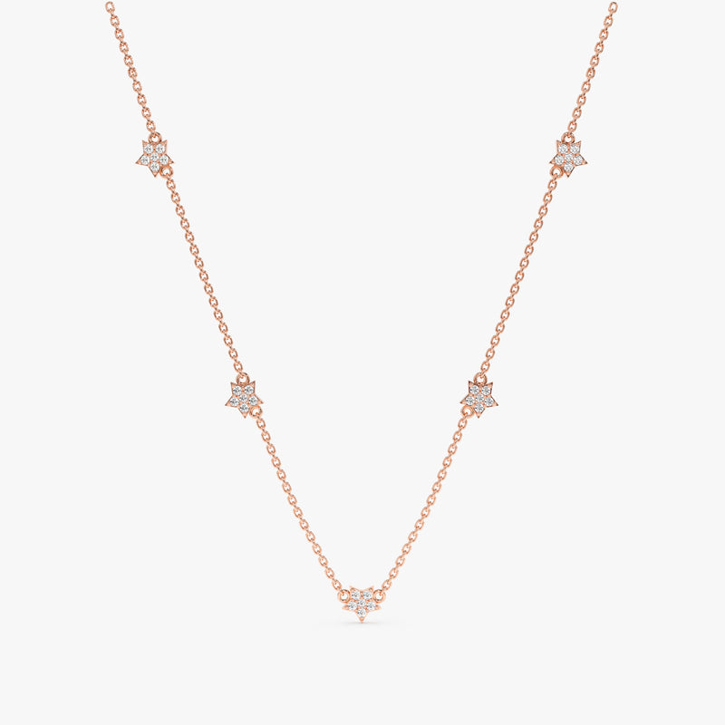 Rose Gold Natural Diamond Star Necklace