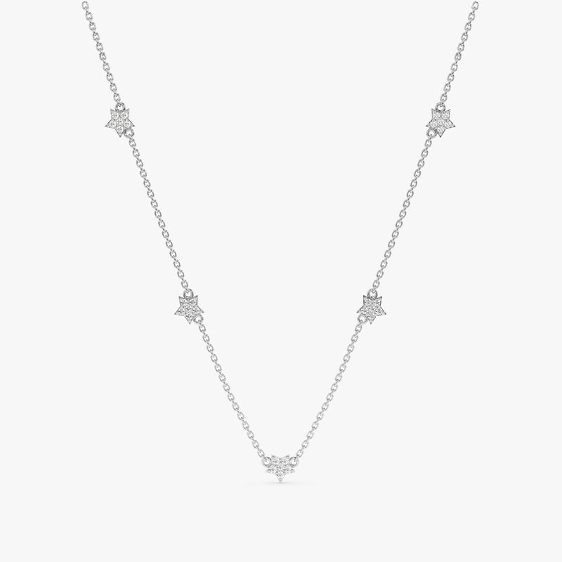 White Gold Natural Diamond Star Necklace