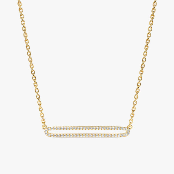 Yellow Gold Eternity Diamond Bar Necklace