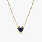 Yellow Gold Bezel Sapphire Heart Necklace