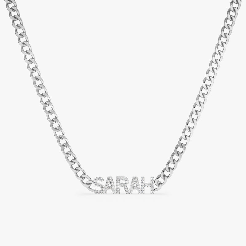 White Gold Natural Diamond Chain 