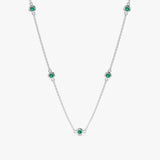 14k White Gold Emerald Station Necklace