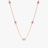 14k Rose Gold Pink Sapphire Station Necklace