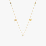 Yellow Gold Initials with Bezel Diamonds Necklace